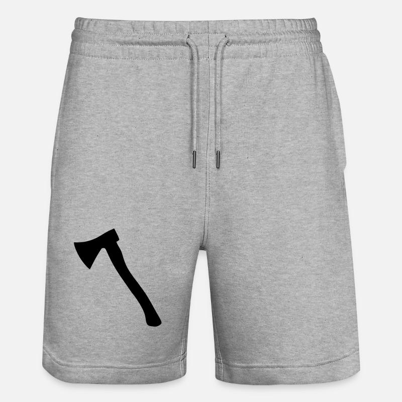 Beil (Schräg) Axt, Werkzeug, Holzhacken - Stanley/Stella Unisex Bio Joggingshorts Trainer - Grau meliert