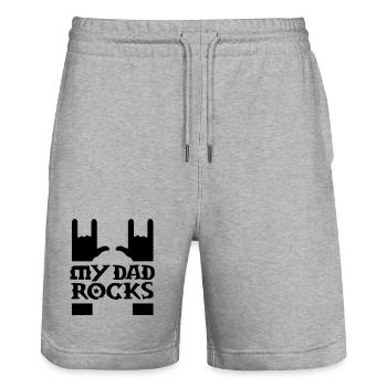 papa - mes roches de papa - Short de jogging bio TRAINER Stanley/Stella unisexe - gris chiné - Devant - Nik (191cm) & Marisol (170cm)