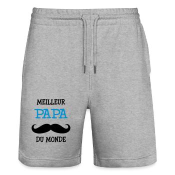 Meilleur Papa du Monde - Short de jogging bio TRAINER Stanley/Stella unisexe - gris chiné - Devant - Nik (191cm) & Marisol (170cm)