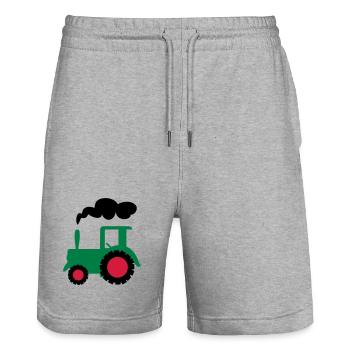 traktor trecker landwirtschaft - Stanley/Stella Unisex Bio Joggingshorts Trainer  - Grau meliert - Vorne - Nik (191cm) & Marisol (170cm)