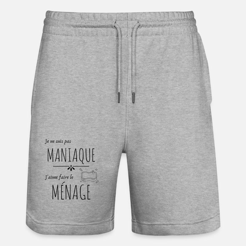Pas maniaque j'aime le ménage - Short de jogging bio TRAINER Stanley/Stella unisexe - gris chiné