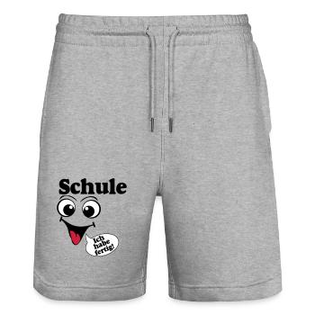 Abschluß , Schule ich habe fertig (25) - Stanley/Stella Unisex Bio Joggingshorts Trainer  - Grau meliert - Vorne - Nik (191cm) & Marisol (170cm)
