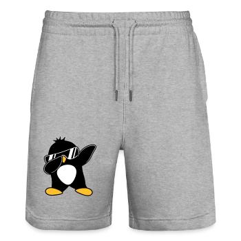 Pingouin dabbing - Short de jogging bio TRAINER Stanley/Stella unisexe - gris chiné - Devant - Nik (191cm) & Marisol (170cm)