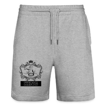 Angeln König Wels Waller Geschenk Idee - Stanley/Stella Unisex Bio Joggingshorts Trainer  - Grau meliert - Vorne - Nik (191cm) & Marisol (170cm)