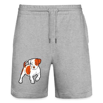 Orangener Hund Cartoon Muster - Stanley/Stella Unisex Bio Joggingshorts Trainer  - Grau meliert - Vorne - Nik (191cm) & Marisol (170cm)