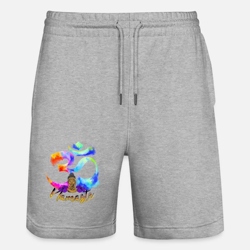 Namaste-Bogen-Iris-Buddha - Stanley/Stella Unisex Bio Joggingshorts Trainer  - Grau meliert