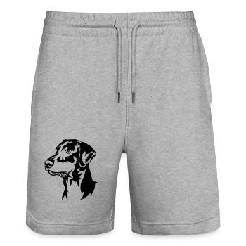 Doberman Head - Stanley/Stella Trainer Unisex Organic Jogging Shorts - heather grey - Front - Nik (191cm) & Marisol (170cm)