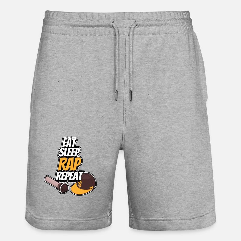 Manger - Dormir - Rapper - Répéter - Short de jogging bio TRAINER Stanley/Stella unisexe - gris chiné