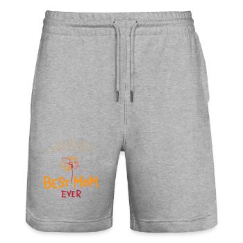 Best Mom ever | Muttertag | Vectorgraphic - Stanley/Stella Unisex Bio Joggingshorts Trainer  - Grau meliert - Vorne - Nik (191cm) & Marisol (170cm)