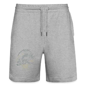 Deer Antler Christmas Yule Night - Stanley/Stella Trainer Unisex Organic Jogging Shorts - heather grey - Front - Nik (191cm) & Marisol (170cm)