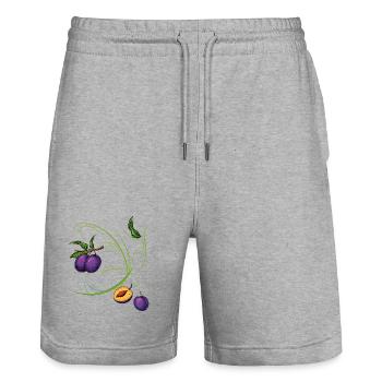 Pruneaux, fruits - Short de jogging bio TRAINER Stanley/Stella unisexe - gris chiné - Devant - Nik (191cm) & Marisol (170cm)