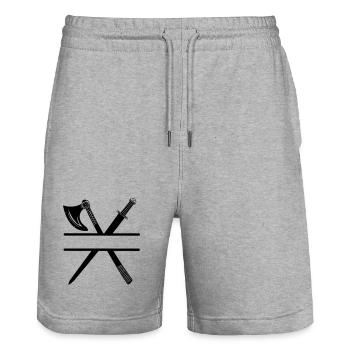 Wikinger Axt Schwert - Stanley/Stella Unisex Bio Joggingshorts Trainer  - Grau meliert - Vorne - Nik (191cm) & Marisol (170cm)