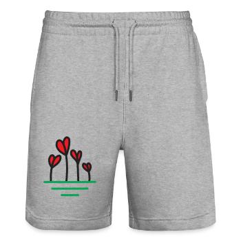 Herz sprießt in Blüte - Stanley/Stella Unisex Bio Joggingshorts Trainer  - Grau meliert - Vorne - Nik (191cm) & Marisol (170cm)