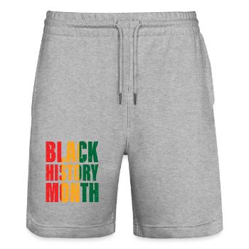 Black History Month - Stanley/Stella Unisex Bio Joggingshorts Trainer  - Grau meliert - Vorne - Nik (191cm) & Marisol (170cm)