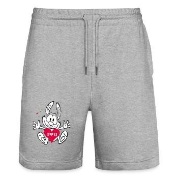 I love you heart - Stanley/Stella Trainer Unisex Organic Jogging Shorts - heather grey - Front - Nik (191cm) & Marisol (170cm)