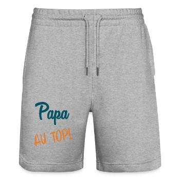 BONNE FÊTE PAPA. PAPA. FÊTE DES PÈRES. PÈRE. BONNE - Short de jogging bio TRAINER Stanley/Stella unisexe - gris chiné - Devant - Nik (191cm) & Marisol (170cm)