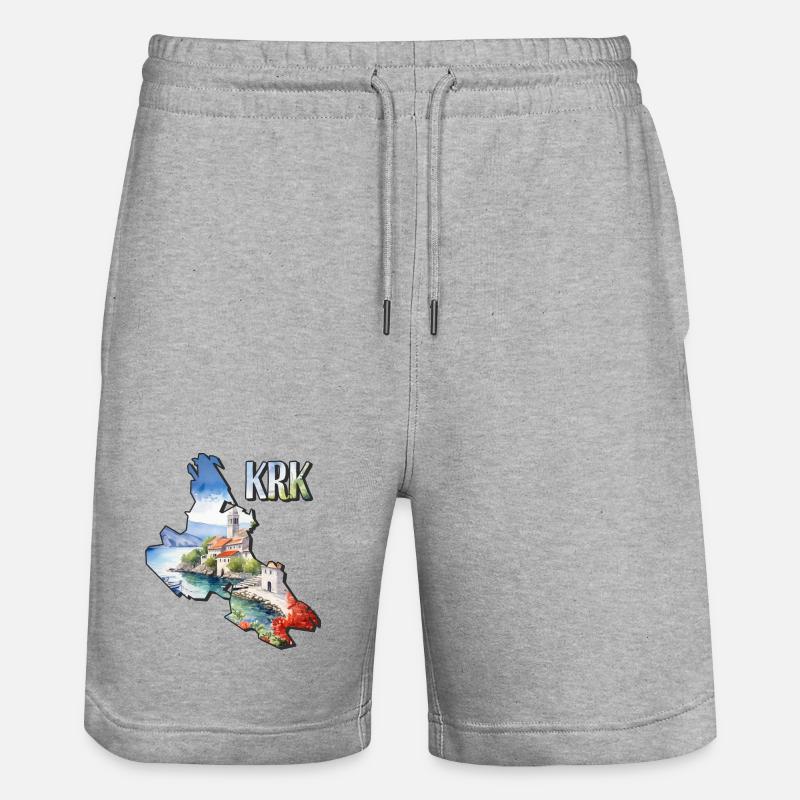 Carte à l’aquarelle Krk - Short de jogging bio TRAINER Stanley/Stella unisexe - gris chiné