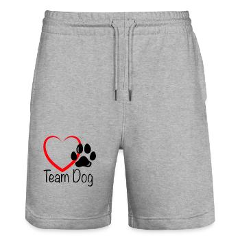 Team Dog Herz - Stanley/Stella Unisex Bio Joggingshorts Trainer  - Grau meliert - Vorne - Nik (191cm) & Marisol (170cm)