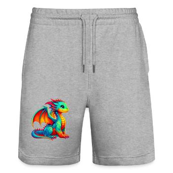 Dragon - Stanley/Stella Trainer Unisex Organic Jogging Shorts - heather grey - Front - Nik (191cm) & Marisol (170cm)