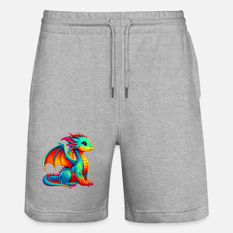 Drache - Stanley/Stella Unisex Bio Joggingshorts Trainer  - Grau meliert