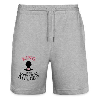 Christmas Gifts for Men - Stanley/Stella Trainer Unisex Organic Jogging Shorts - heather grey - Front - Nik (191cm) & Marisol (170cm)