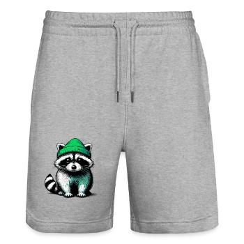 Waschbär - Stanley/Stella Unisex Bio Joggingshorts Trainer  - Grau meliert - Vorne - Nik (191cm) & Marisol (170cm)