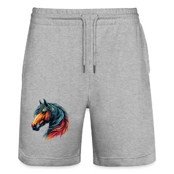 Cheval - Short de jogging bio TRAINER Stanley/Stella unisexe - gris chiné - Devant - Nik (191cm) & Marisol (170cm)