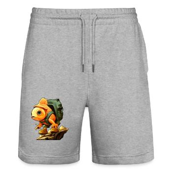 Fische Wandern / Bergsteiger Fisch - Stanley/Stella Unisex Bio Joggingshorts Trainer  - Grau meliert - Vorne - Nik (191cm) & Marisol (170cm)