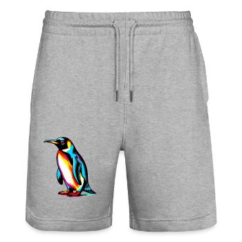 Pingouin - Short de jogging bio TRAINER Stanley/Stella unisexe - gris chiné - Devant - Nik (191cm) & Marisol (170cm)