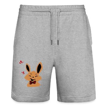Osterhase - Stanley/Stella Unisex Bio Joggingshorts Trainer  - Grau meliert - Vorne - Nik (191cm) & Marisol (170cm)