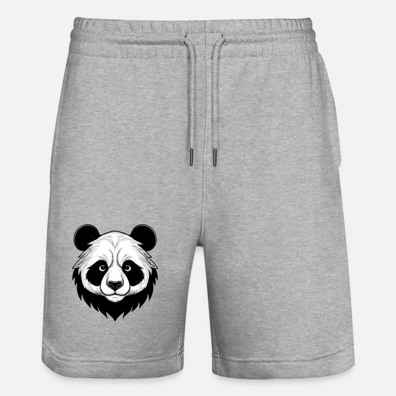 Illustration de visage de panda - Short de jogging bio TRAINER Stanley/Stella unisexe - gris chiné
