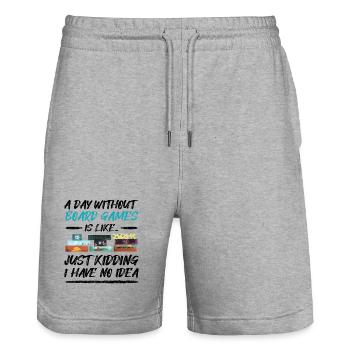 Ein Tag ohne Brettspiele - lustiger Spruch - Stanley/Stella Unisex Bio Joggingshorts Trainer  - Grau meliert - Vorne - Nik (191cm) & Marisol (170cm)