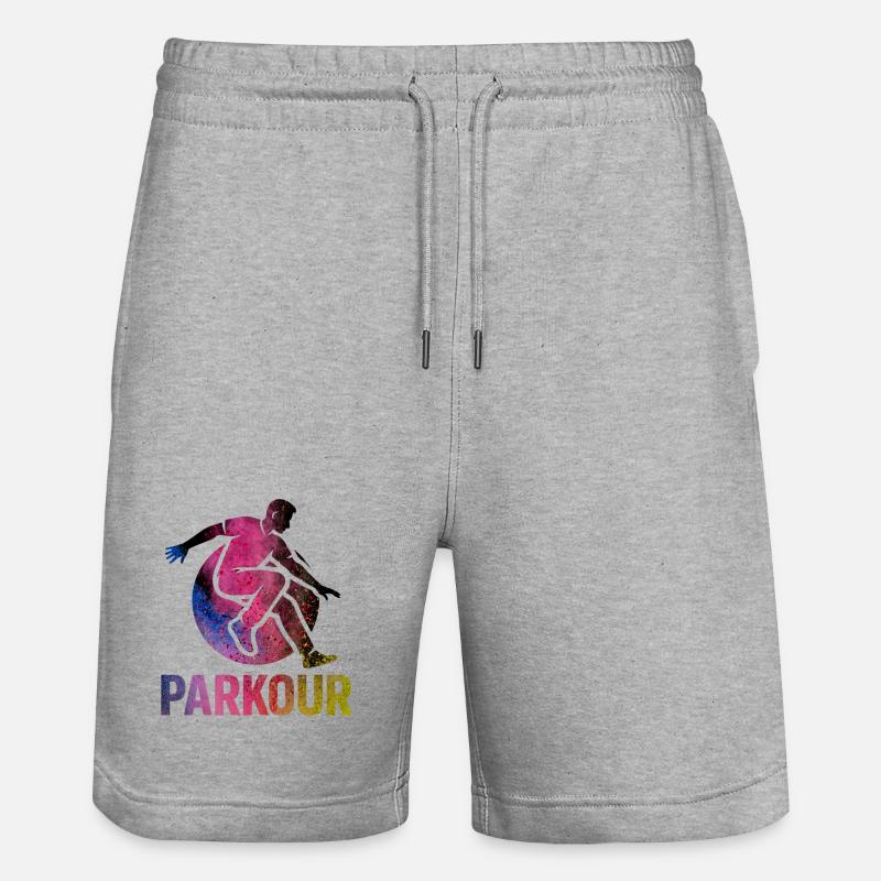 Parkour Jump - Design urbain dynamique - Short de jogging bio TRAINER Stanley/Stella unisexe - gris chiné