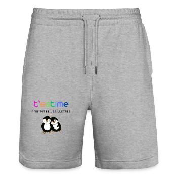 Estimar_Pingüins - Short de jogging bio TRAINER Stanley/Stella unisexe - gris chiné - Devant - Nik (191cm) & Marisol (170cm)