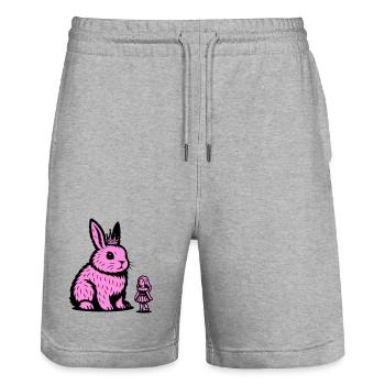 Bunny Princess - Stanley/Stella Trainer Unisex Organic Jogging Shorts - heather grey - Front - Nik (191cm) & Marisol (170cm)