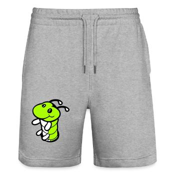 Raupe Boden Loch süß lächelt freundlich glücklich - Stanley/Stella Unisex Bio Joggingshorts Trainer  - Grau meliert - Vorne - Nik (191cm) & Marisol (170cm)