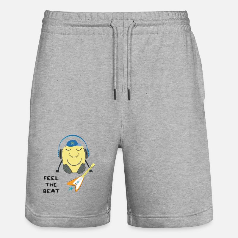 Comic Figur mit Kopfhörern und Gitarre - Stanley/Stella Unisex Bio Joggingshorts Trainer  - Grau meliert