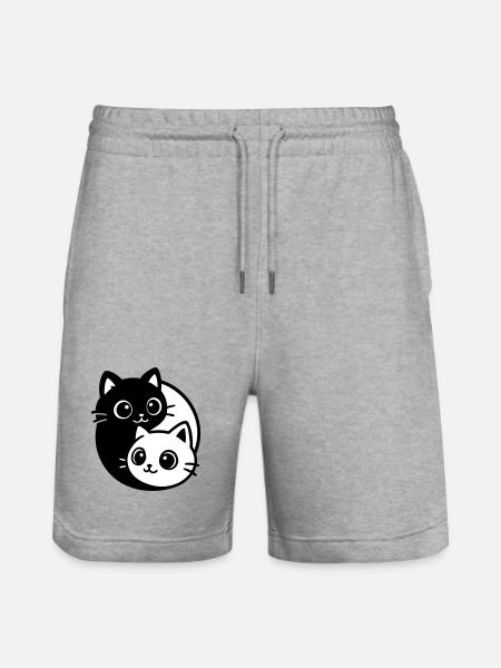 Ying Yang Cat Portrait - Stanley/Stella Trainer Unisex Organic Jogging Shorts - heather grey