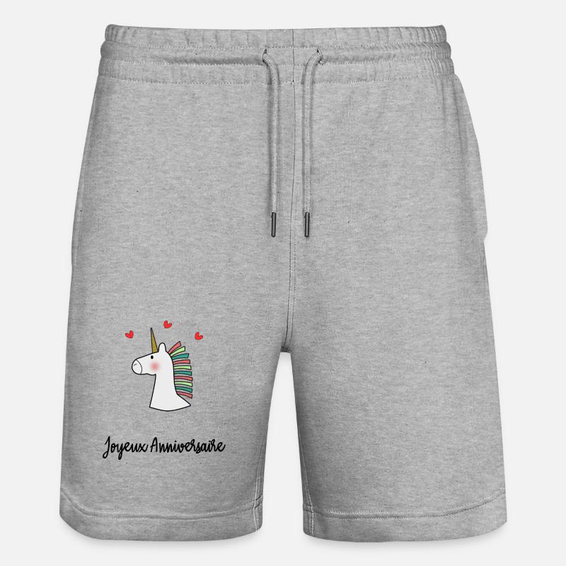 JOYEUX ANNIVERSAIRE. HAPPY BIRTHDAY. ANNIVERSAIRE. - Short de jogging bio TRAINER Stanley/Stella unisexe - gris chiné