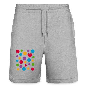 T-shirt cœur à pois tachetés – Colorful Spotted Love - Short de jogging bio TRAINER Stanley/Stella unisexe - gris chiné - Devant - Nik (191cm) & Marisol (170cm)