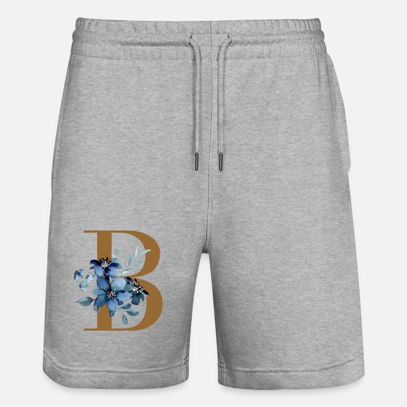 Floral B – Lettre dorée avec des fleurs - Short de jogging bio TRAINER Stanley/Stella unisexe - gris chiné