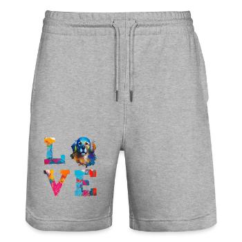 Golden Retriever Love Watercolor Art for Dog Lover - Stanley/Stella Trainer Unisex Organic Jogging Shorts - heather grey - Front - Nik (191cm) & Marisol (170cm)