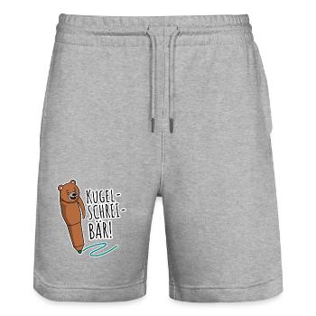 Bullet Scream Bear! Category stupidest jokes but hey - Stanley/Stella Trainer Unisex Organic Jogging Shorts - heather grey - Front - Nik (191cm) & Marisol (170cm)