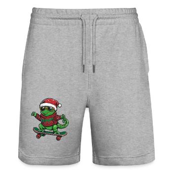 Chameleon Christmas Funny - Stanley/Stella Trainer Unisex Organic Jogging Shorts - heather grey - Front - Nik (191cm) & Marisol (170cm)