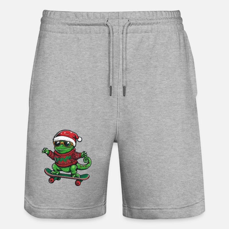 Caméléon Noël drôle - Short de jogging bio TRAINER Stanley/Stella unisexe - gris chiné