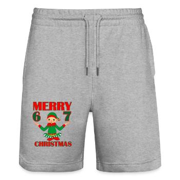 Elf 6–7 Vibes – CHRISTMAS (Inspired by the 6- - Stanley/Stella Trainer Unisex Organic Jogging Shorts - heather grey - Front - Nik (191cm) & Marisol (170cm)
