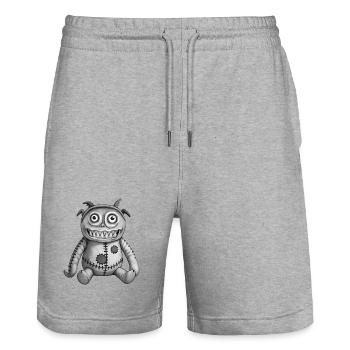 MONSTER DOLL #7 [Black & White] - Stanley/Stella Trainer Unisex Organic Jogging Shorts - heather grey - Front - Nik (191cm) & Marisol (170cm)