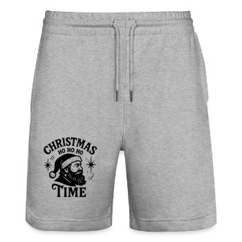 Christmas time Xmas weihnachten rock'n roll Santa  - Stanley/Stella Unisex Bio Joggingshorts Trainer  - Grau meliert - Vorne - Nik (191cm) & Marisol (170cm)