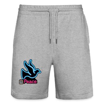 DOVE NEON – Frieden & Liebe - Stanley/Stella Unisex Bio Joggingshorts Trainer  - Grau meliert - Vorne - Nik (191cm) & Marisol (170cm)