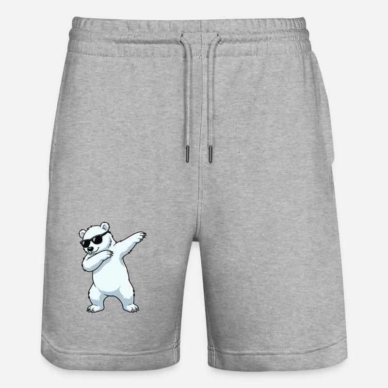 Dessin animé Dab Polar Bear - Short de jogging bio TRAINER Stanley/Stella unisexe - gris chiné